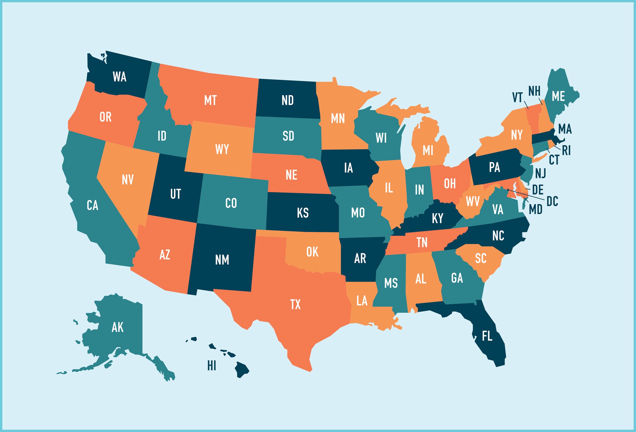Flat-design U.S. map showing states with employer childcare tax incentives.