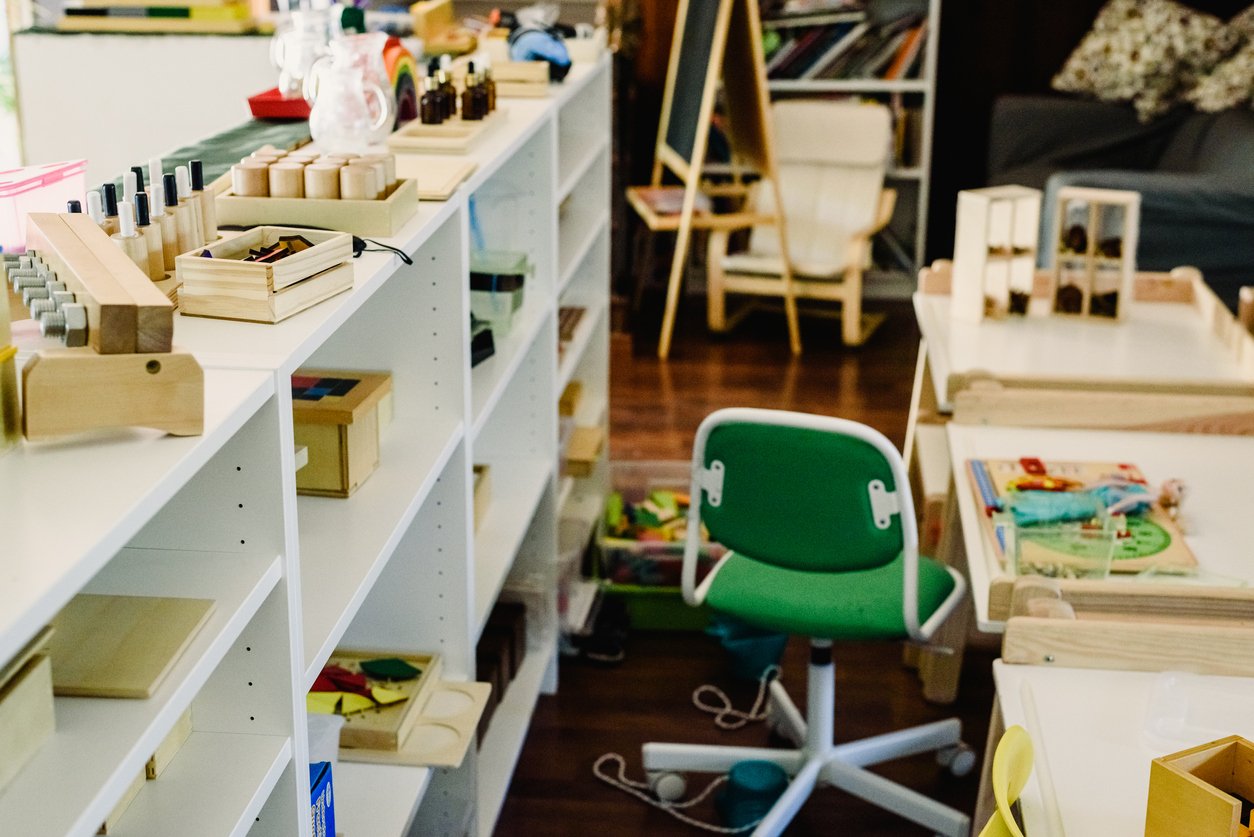 A Montessori-style classroom.