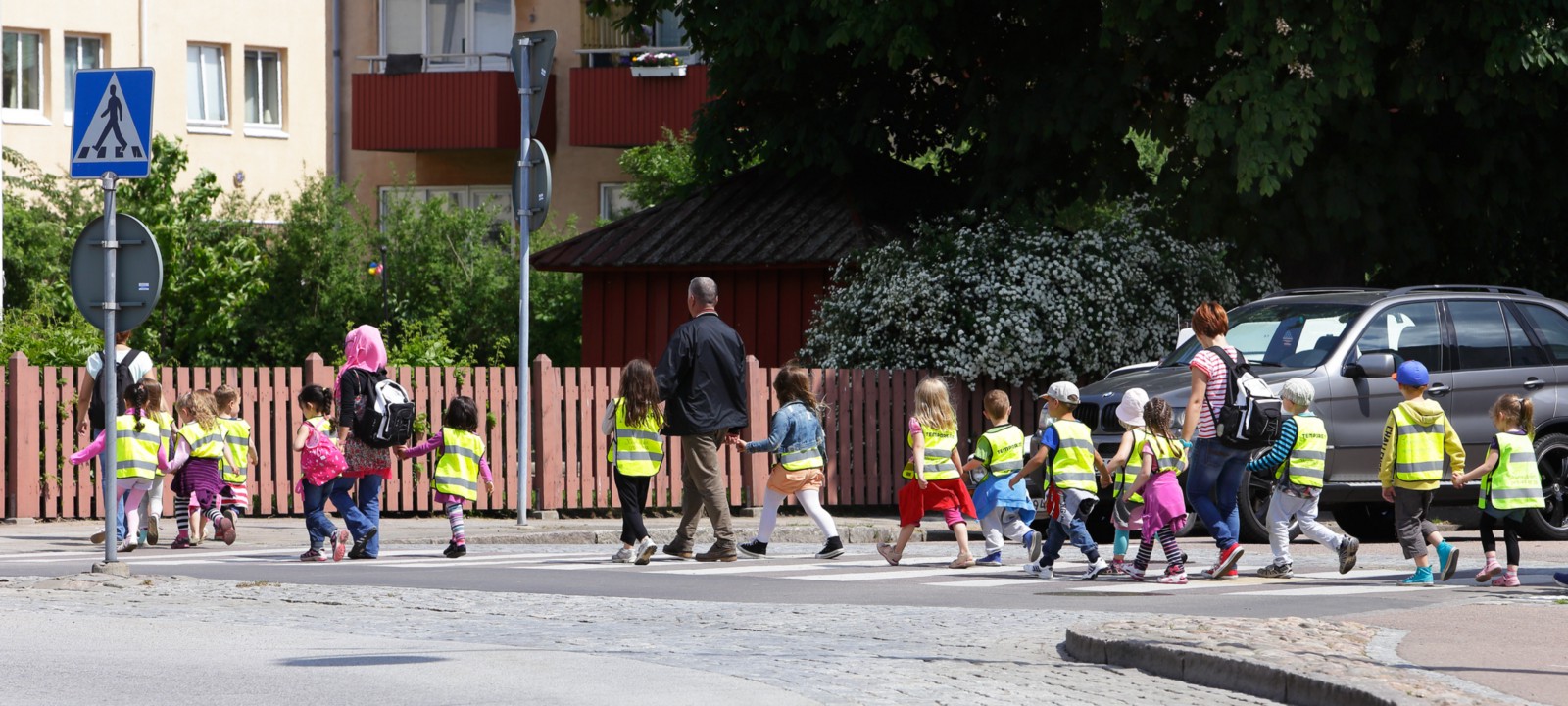 kids walking across the street