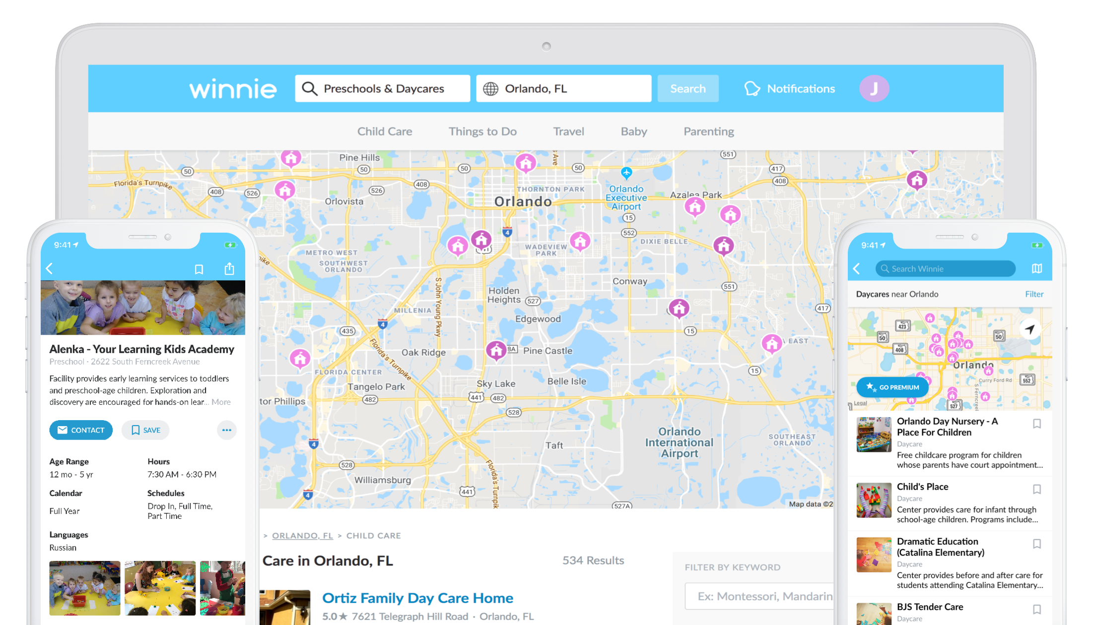 Winnie Florida child care pages screenshot
